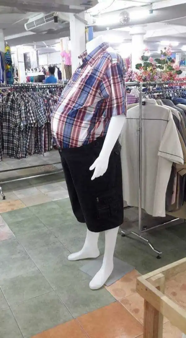 Worried About Your Pot Belly? Checkout This Mannequin Spotted In A Clothes Store